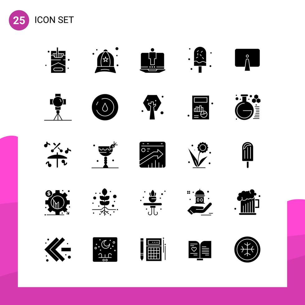 Glyphen-Icon-Set. Packung mit 25 soliden Symbolen isoliert auf weißem Hintergrund für reaktionsschnelles Website-Design, Druck- und mobile Anwendungen. vektor