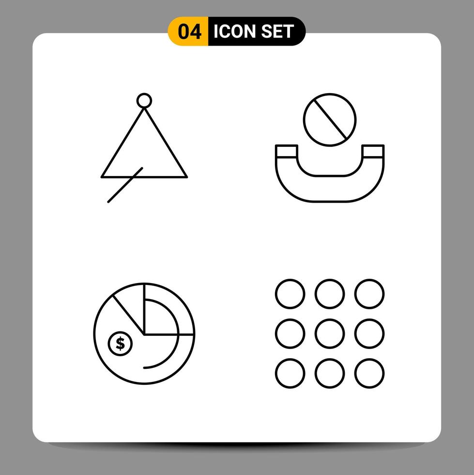 4 svart ikon packa översikt symboler tecken för mottaglig mönster på vit bakgrund. 4 ikoner uppsättning. vektor