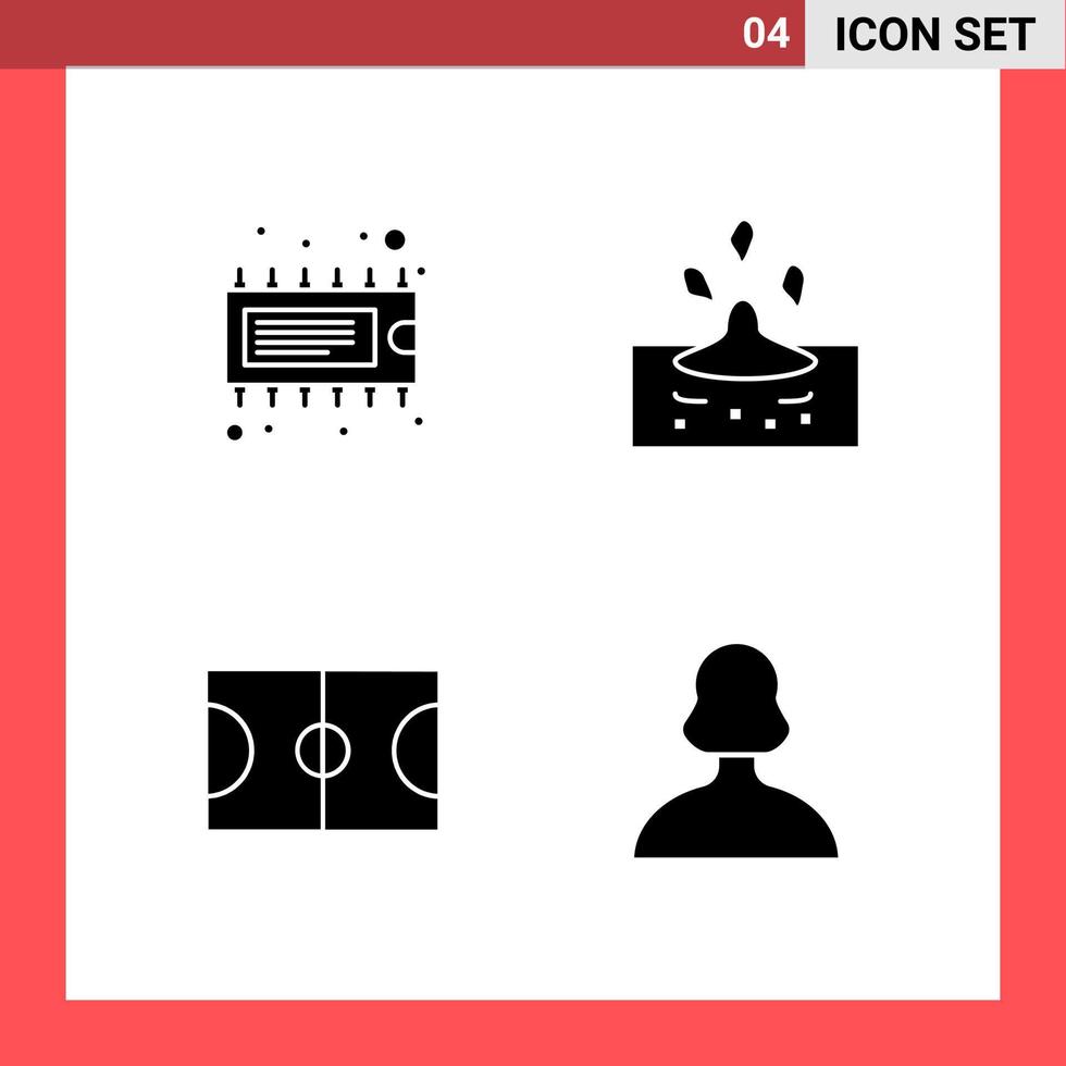 4 Icon Pack Solid Style Glyphensymbole auf weißem Hintergrund. einfache Zeichen für die allgemeine Gestaltung. vektor