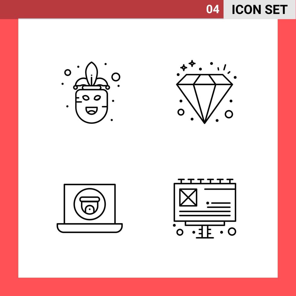 4 ikon packa linje stil översikt symboler på vit bakgrund. enkel tecken för allmän design. vektor