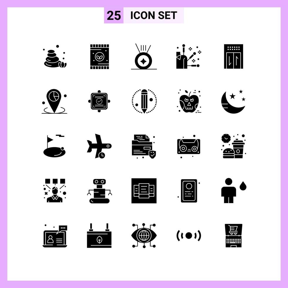 25 Symbole im soliden Stil. Glyphensymbole auf weißem Hintergrund. kreative Vektorzeichen für Web-Mobile und Print. vektor