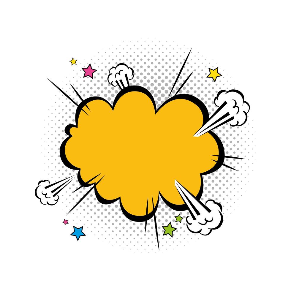 gelbe Farbe Pop-Art-Stilikone der Wolkenexplosion vektor