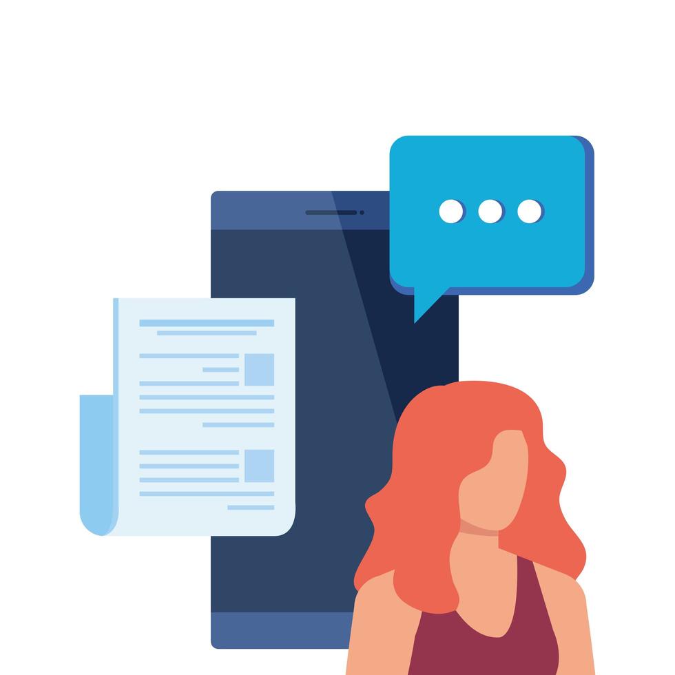ung kvinna med smartphone karaktär vektor