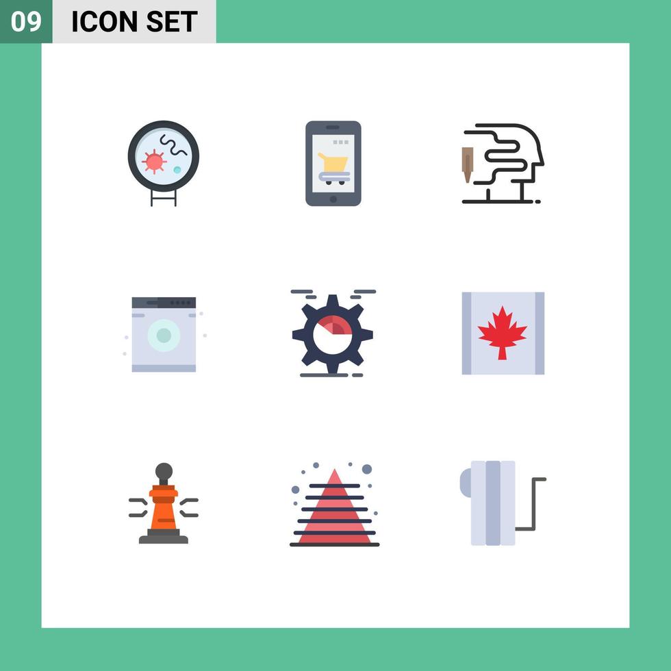 Stock Vector Icon Pack mit 9 Zeilenzeichen und Symbolen für die SEO-Einstellung Korb waschen Wäsche editierbare Vektordesign-Elemente