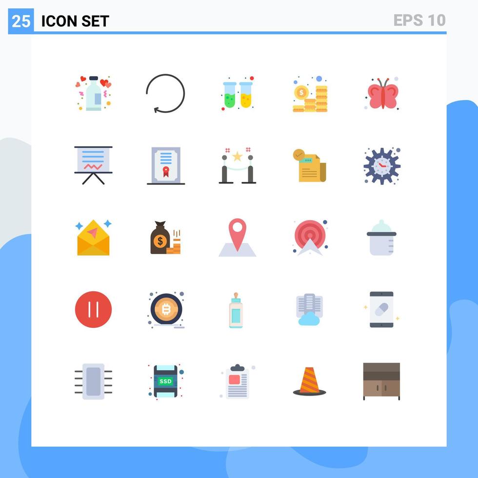 användare gränssnitt packa av 25 grundläggande platt färger av flyga mynt blod pengar budget redigerbar vektor design element