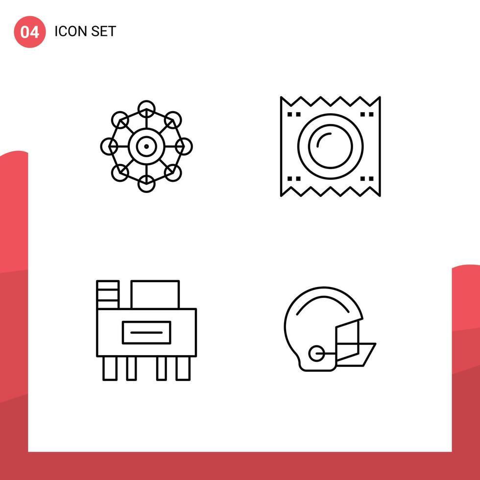 Set mit 4 kommerziellen Filledline-Flachfarben-Packs zum Lernen von editierbaren Vektordesign-Elementen für den Schreibtisch der medizinischen Fakultät vektor