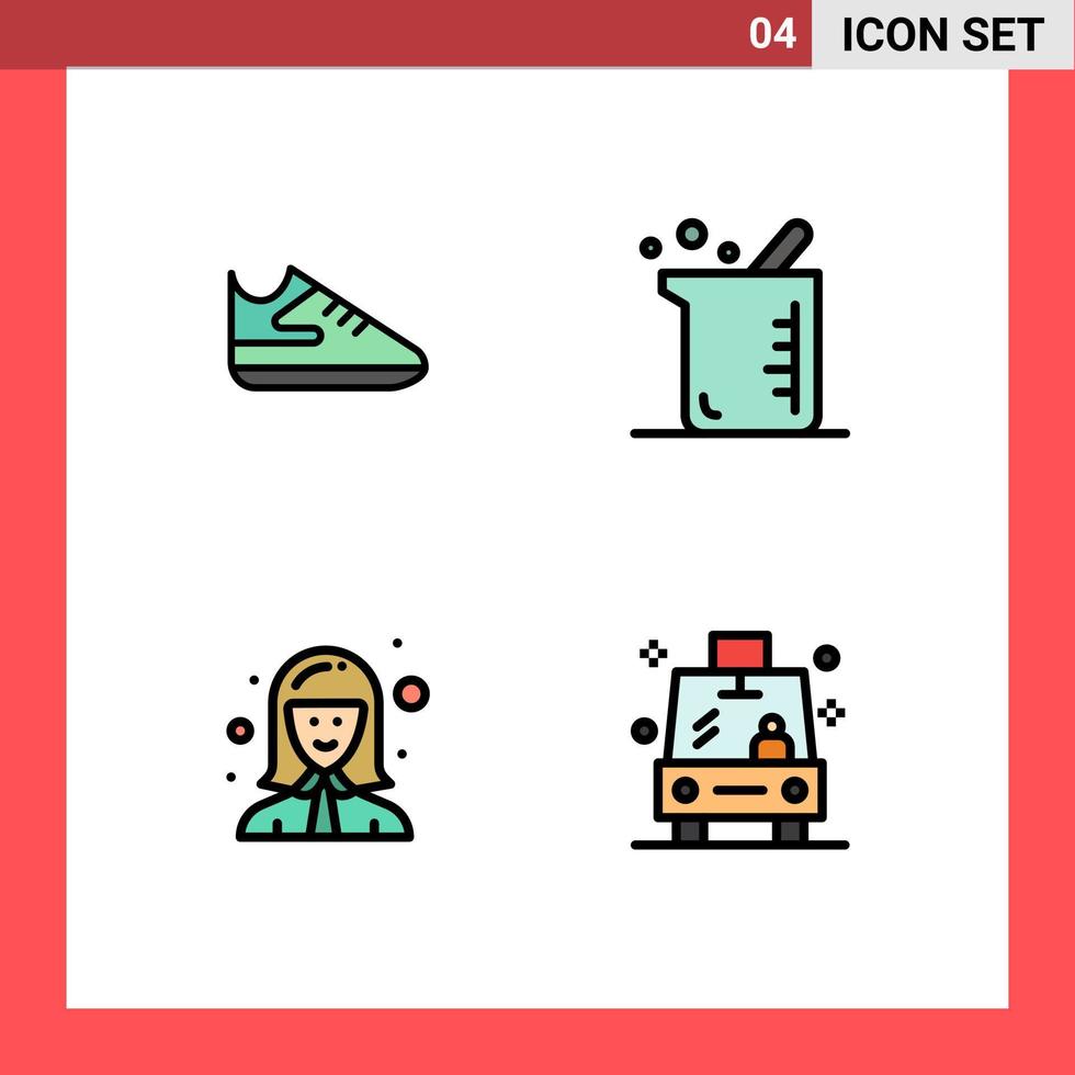 uppsättning av 4 modern ui ikoner symboler tecken för övning kvinna arbetstagare större kemi chef redigerbar vektor design element