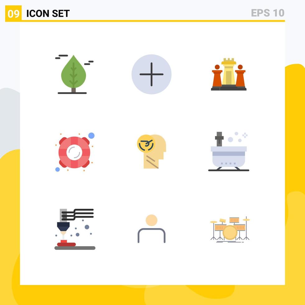 modern uppsättning av 9 platt färger pictograph av snabbare aktivitet strategi säkerhet liv redigerbar vektor design element