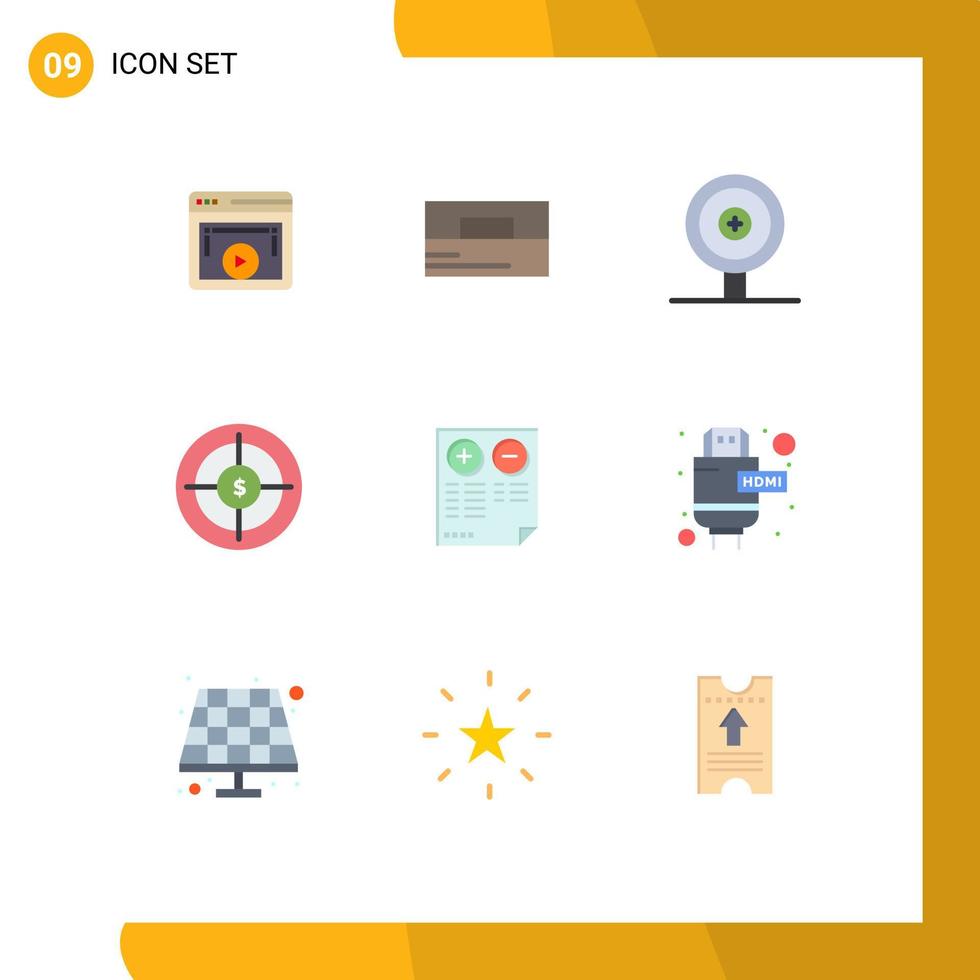 Aktienvektor-Icon-Paket mit 9 Zeilen Zeichen und Symbolen für Profis Marketing Geldbörse Finanzen Publikum editierbare Vektordesign-Elemente vektor