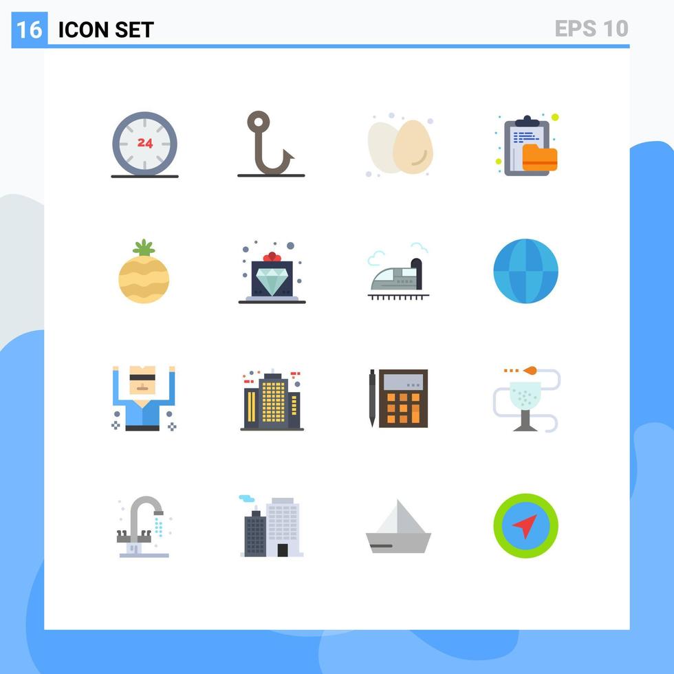 16 kreativ ikoner modern tecken och symboler av mapp dokumentera kokt ägg Urklipp mat redigerbar packa av kreativ vektor design element
