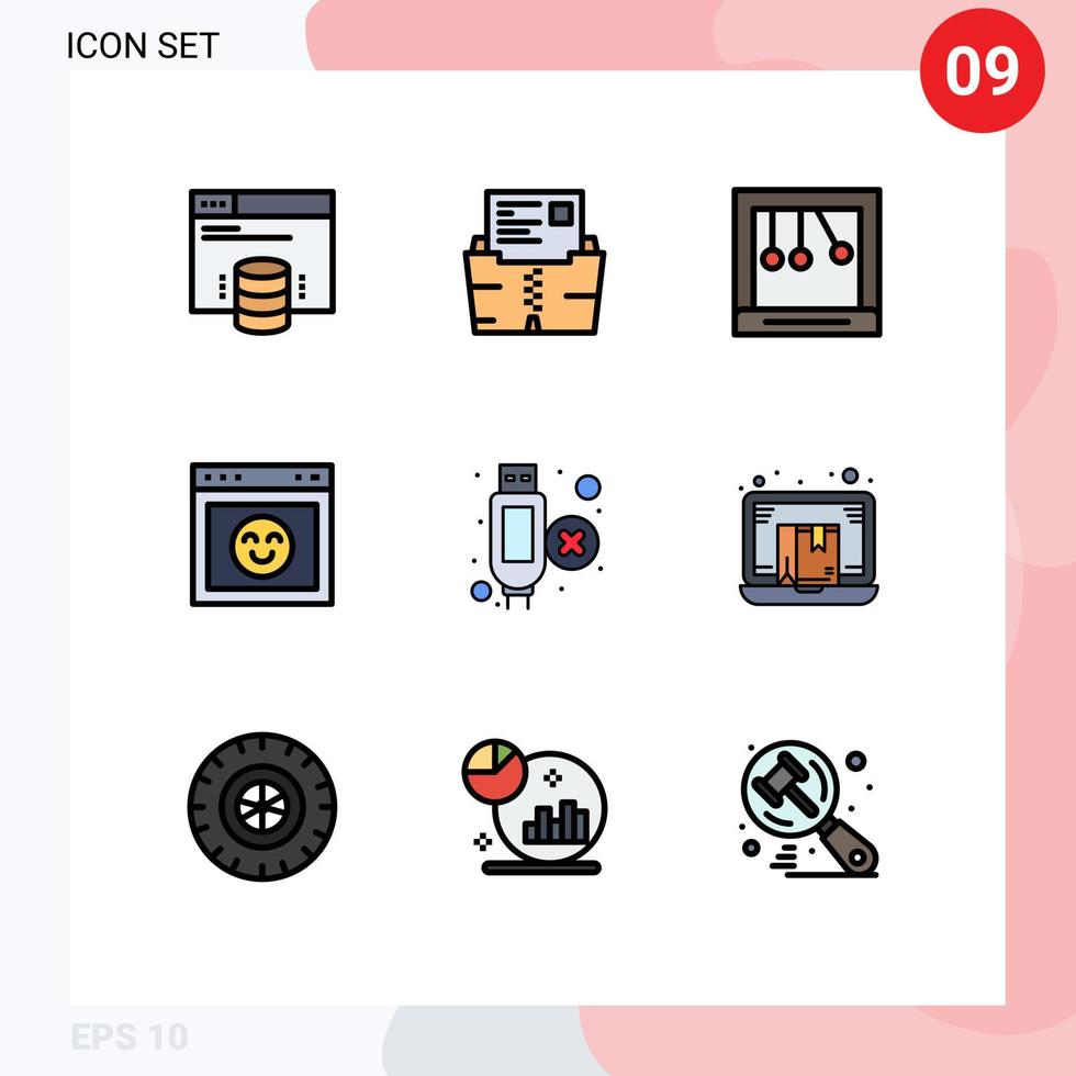 användare gränssnitt packa av 9 grundläggande fylld linje platt färger av förlängning hemsida mapp gränssnitt browser redigerbar vektor design element