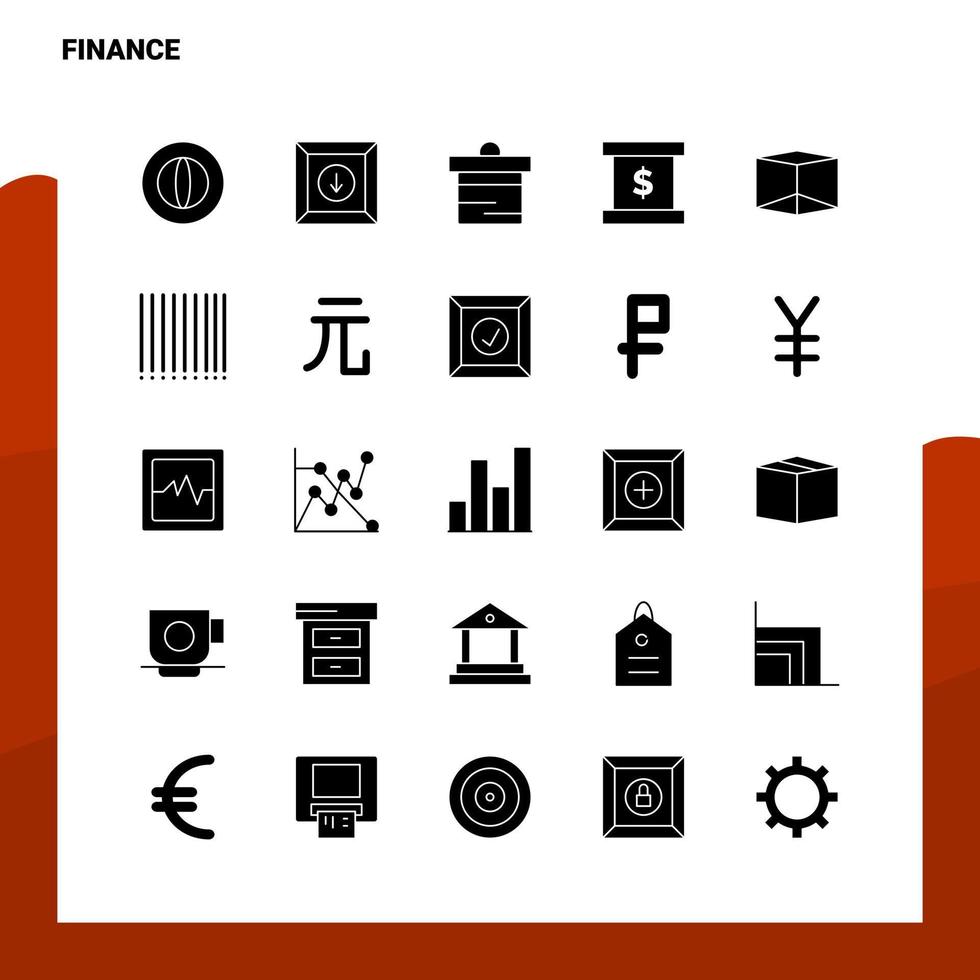 25 Finanz-Icon-Set solide Glyphen-Icon-Vektor-Illustrationsvorlage für Web- und mobile Ideen für Unternehmen vektor