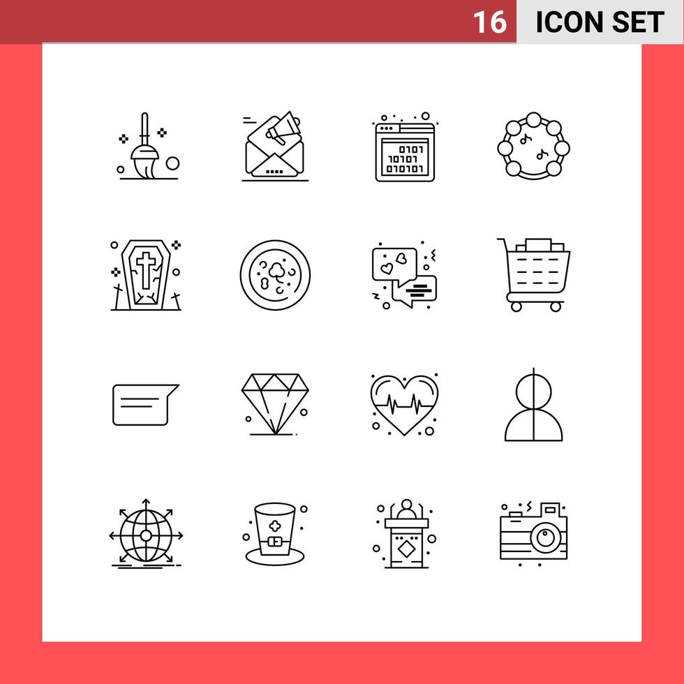 översikt packa av 16 universell symboler av spöke Kista binär virtuos musik redigerbar vektor design element