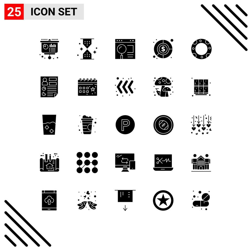 uppsättning av 25 modern ui ikoner symboler tecken för fond bokföring ui webb sida redigerbar vektor design element