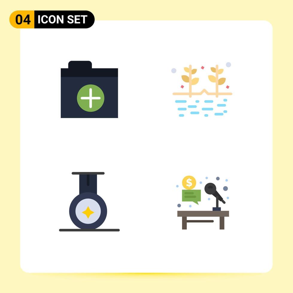 4 användare gränssnitt platt ikon packa av modern tecken och symboler av Lägg till mikrofon lantbruk korn skrivbord redigerbar vektor design element