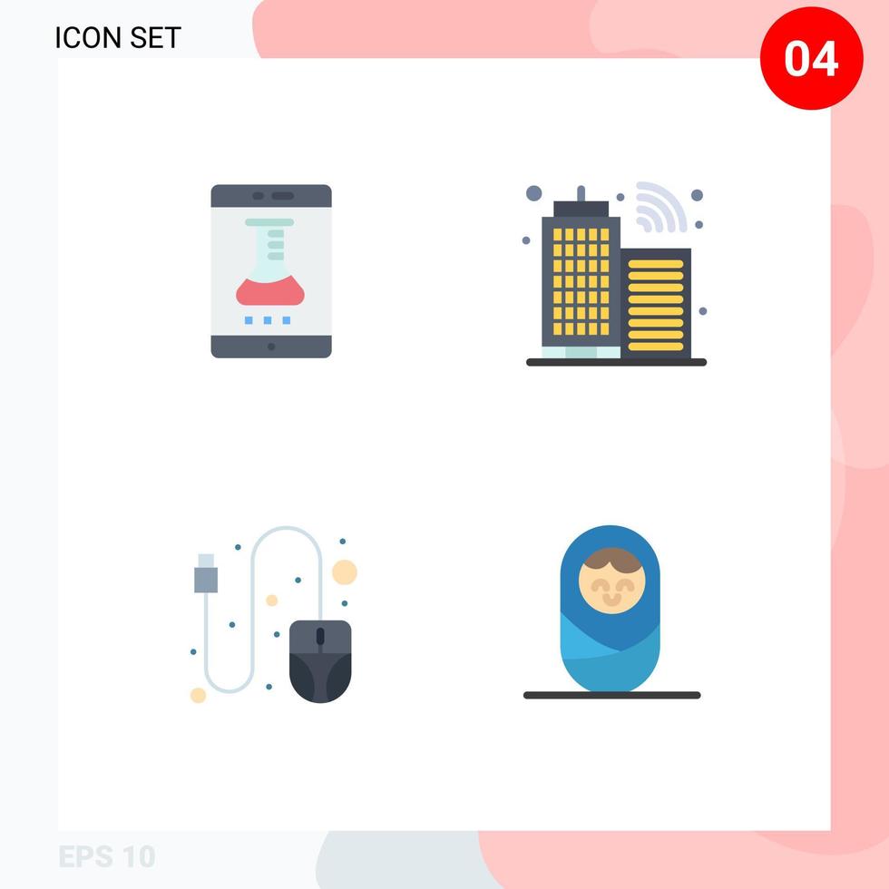 4 universell platt ikoner uppsättning för webb och mobil tillämpningar labb app mus smart labb infrastruktur bebis redigerbar vektor design element