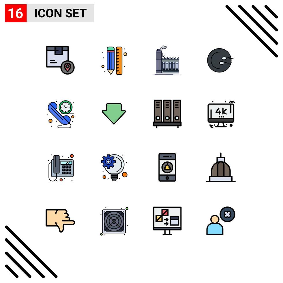 Stock Vector Icon Pack mit 16 Linienzeichen und Symbolen für den Reproduktionsprozess der Bleistiftproduktionsindustrie editierbare kreative Vektordesignelemente