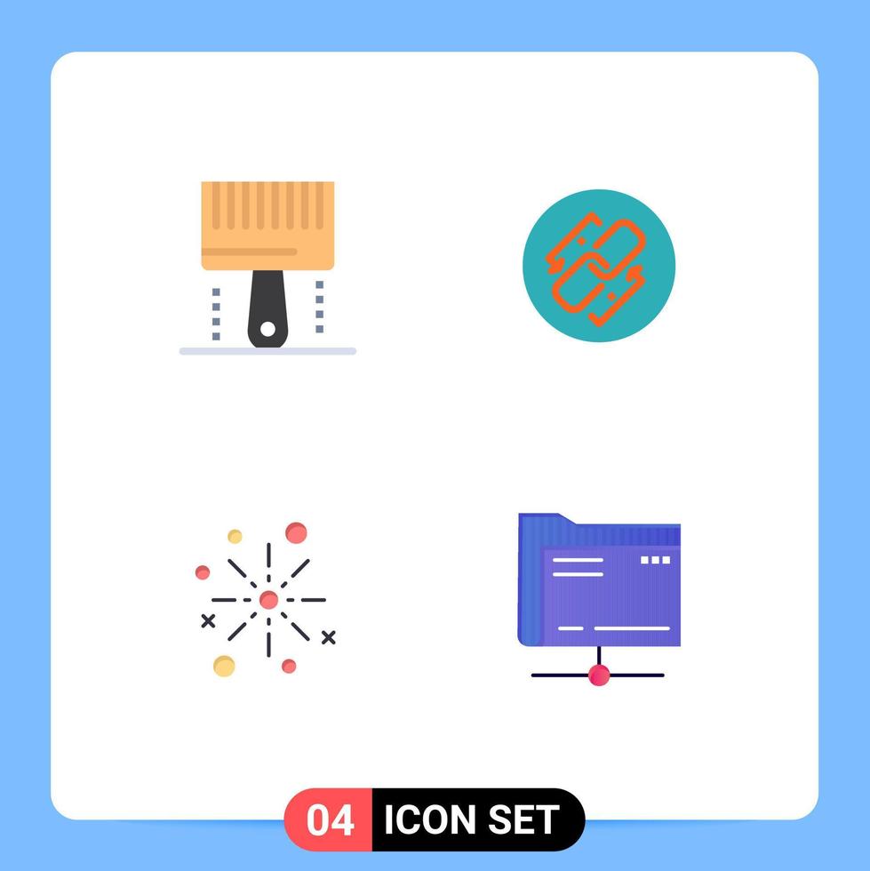4 tematiska vektor platt ikoner och redigerbar symboler av kodning länk paintbrush kedja bom redigerbar vektor design element