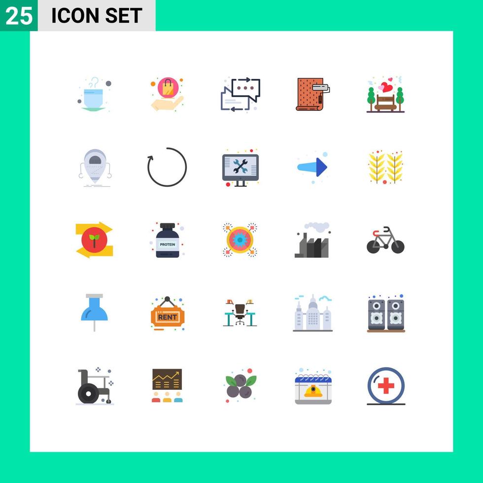 piktogram uppsättning av 25 enkel platt färger av natt datum reparera chatt design måla redigerbar vektor design element