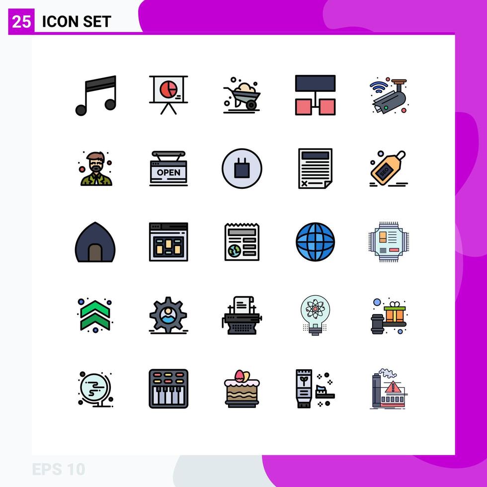 uppsättning av 25 modern ui ikoner symboler tecken för övervakning kamera lantbruk strukturera layout redigerbar vektor design element