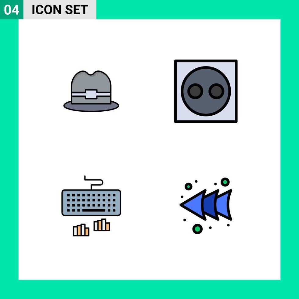 4 kreativ ikoner modern tecken och symboler av hatt gränssnitt enheter Utrustning skriver redigerbar vektor design element