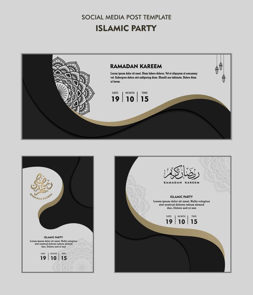 uppsättning av social media posta mall för ramadan kareem och Bra för och Bra för annan islamic fest vektor