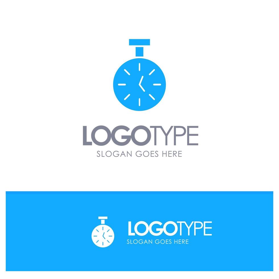 stoppur tid timer räkna blå fast logotyp med plats för Tagline vektor