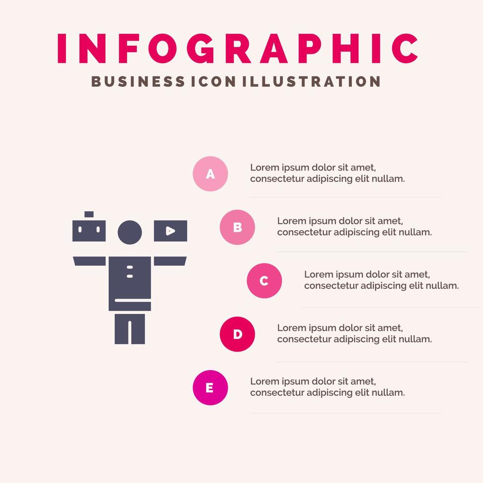 balans liv spela arbete fast ikon infographics 5 steg presentation bakgrund vektor