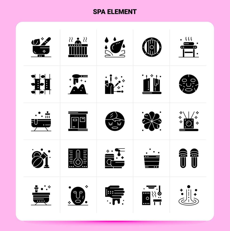 solide 25 Spa Element Icon Set Vektor Glyphe Stil Design schwarze Icons Set Web und mobile Geschäftsideen Design Vektor Illustration