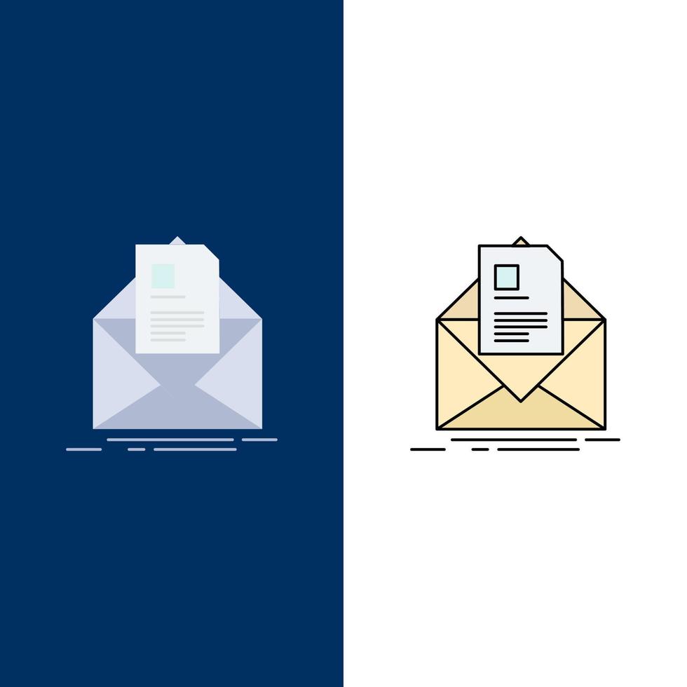 post kontrakt brev e-post genomgång platt Färg ikon vektor