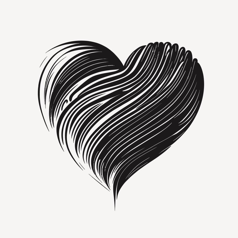 hjärta hand dragen hjärta ikon tecken - borsta teckning kalligrafi hjärta svart hjärta symbol - hjärta tecknad serie vektor illustration