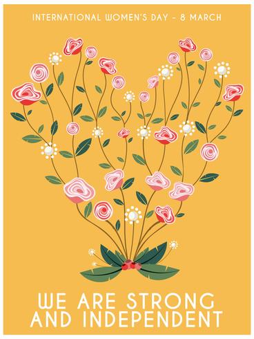 International Women's Day Flower Heart Poster vektor