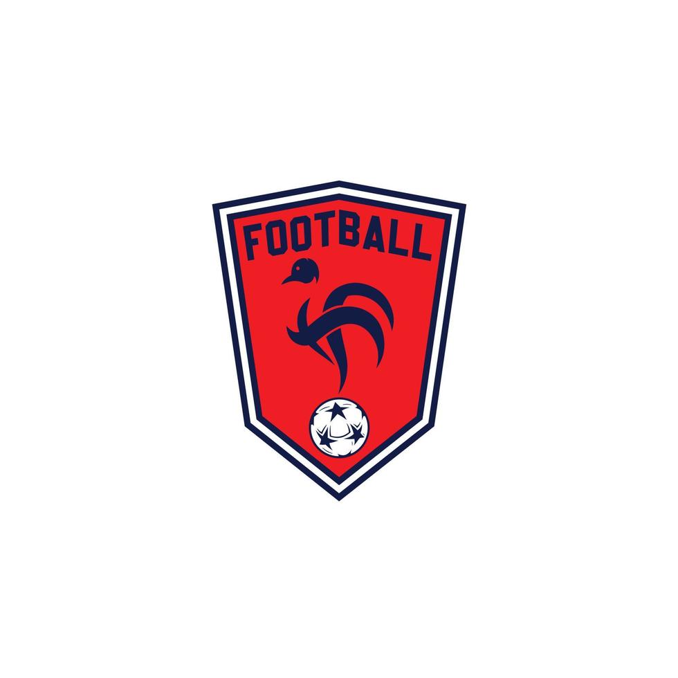Fußball- oder Fußballabzeichenlogo in der flachen Designfußballmannschaftsidentitäts-Vektorillustration vektor