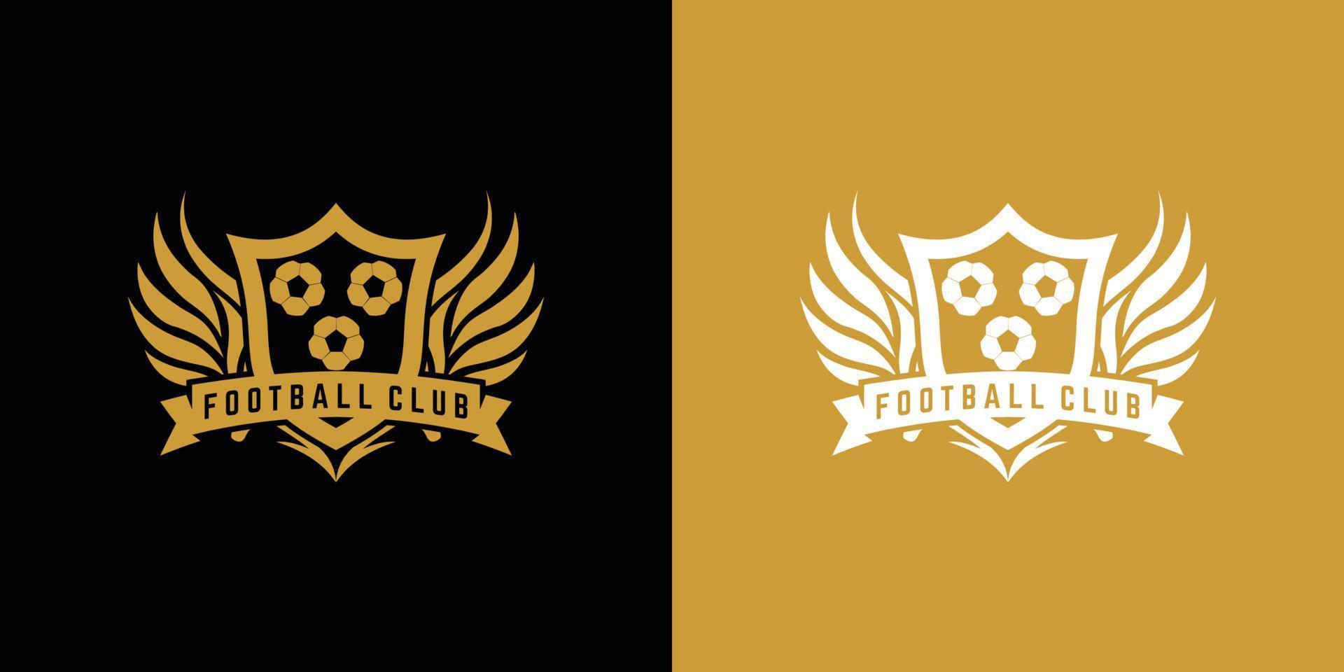 Fußball-Logo mit Schild und Flügelelement, Sport-Design-Vorlage vektor
