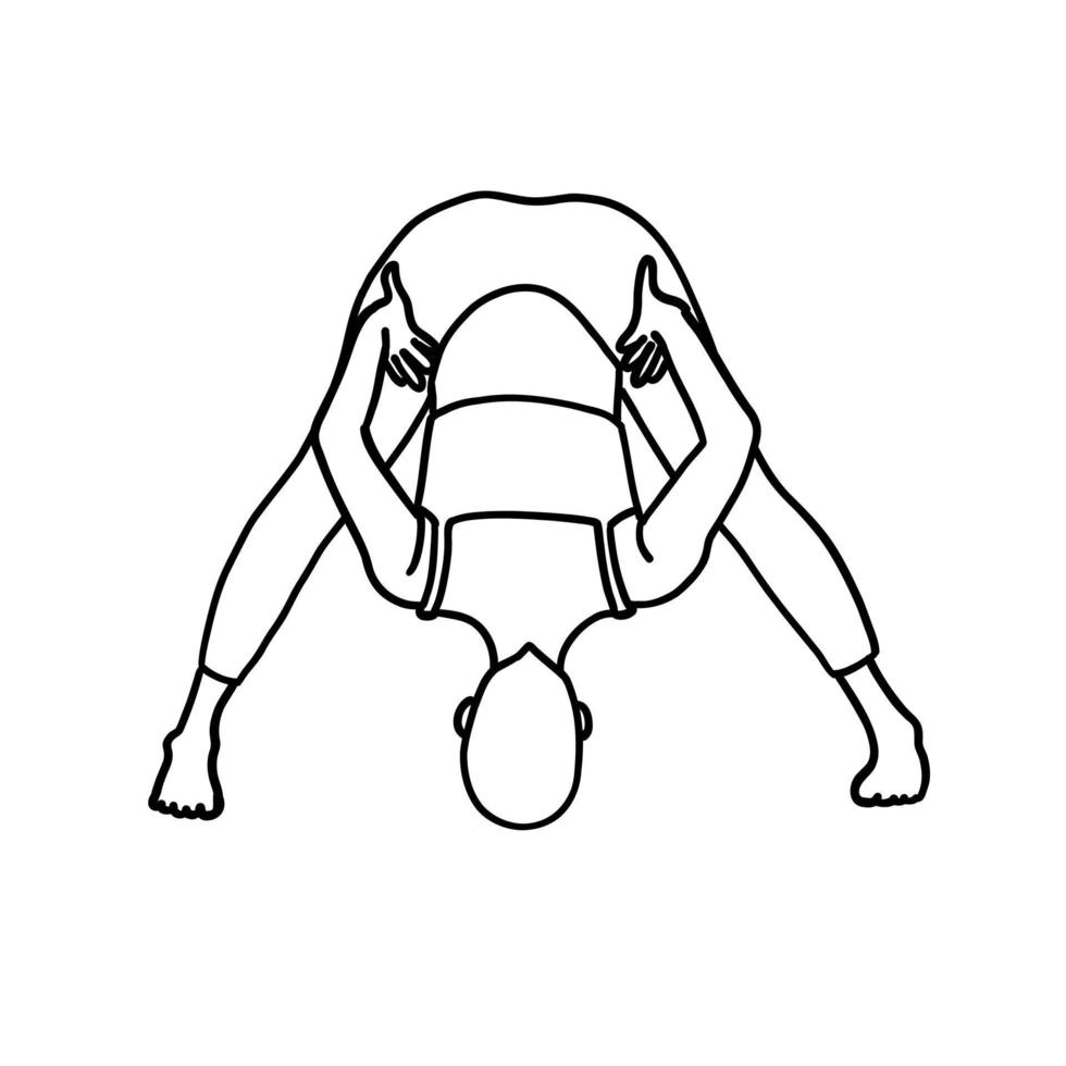 Yoga-Pose. Schwarz und weiß. weibliches frau mädchen. Vektor-Illustration im Umriss-Stil isoliert auf weißem Hintergrund. vektor