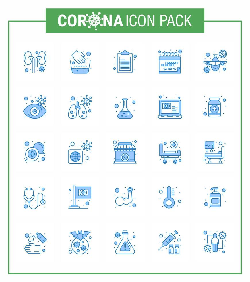 ny coronavirus 2019-nCoV 25 blå ikon packa resa plan kolla upp lista schema händelse viral coronavirus 2019 nov sjukdom vektor design element