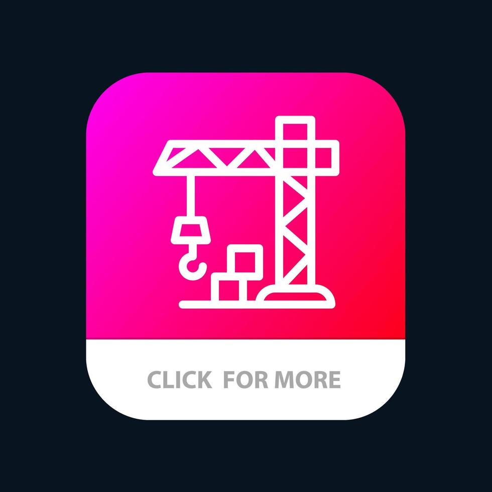 arkitektur konstruktion kran mobil app knapp android och ios linje version vektor