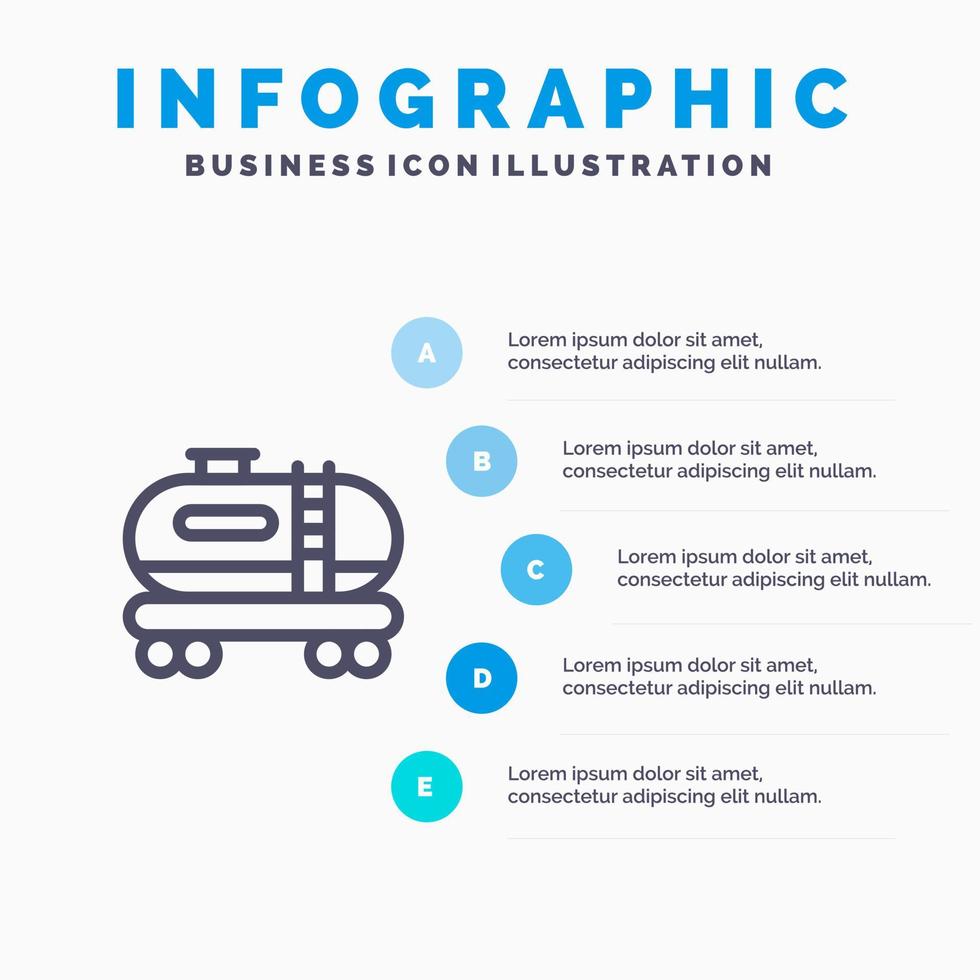 Symbol für die Verschmutzungslinie von Öltanks mit 5 Schritten Präsentation Infografiken Hintergrund vektor