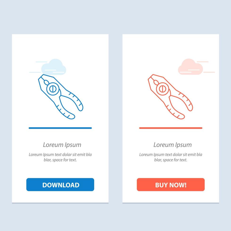 Zangen Zangen Zangen Reparaturwerkzeug blau und rot Jetzt herunterladen und kaufen Web-Widget-Kartenvorlage vektor