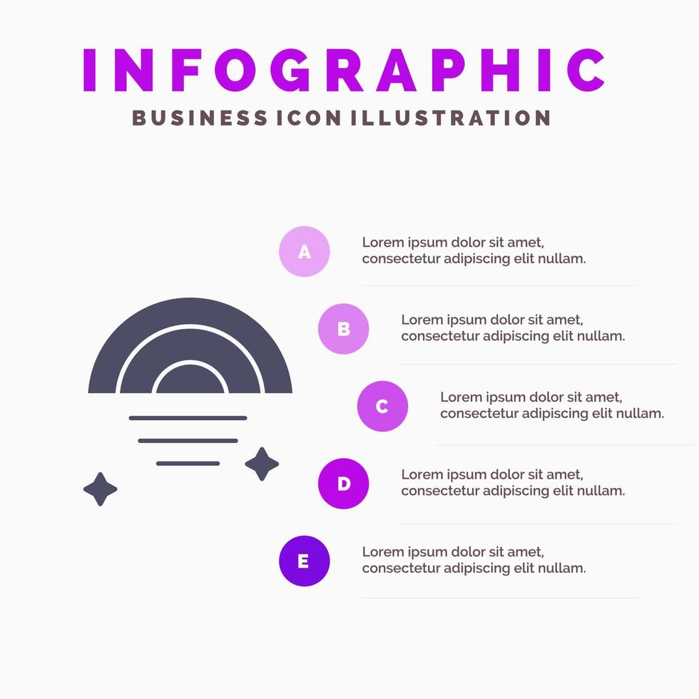 regnbåge regnig himmel väder fast ikon infographics 5 steg presentation bakgrund vektor