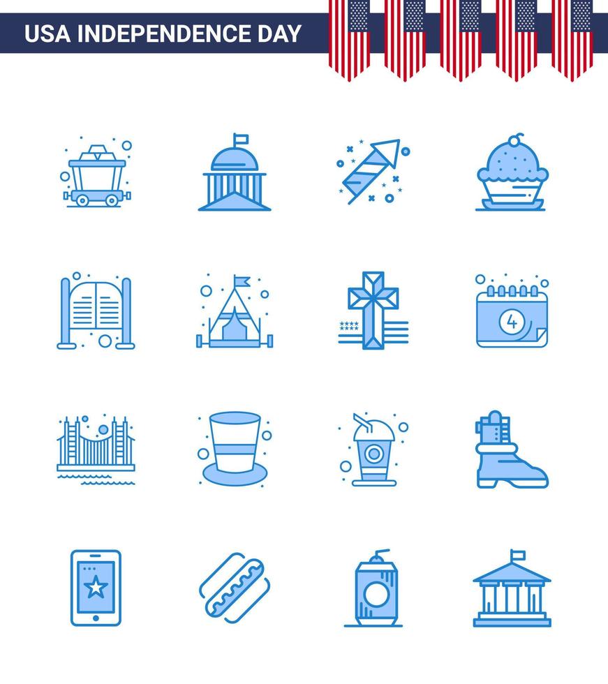 16 kreativ USA ikoner modern oberoende tecken och 4:e juli symboler av bar ljuv firande muffin kaka redigerbar USA dag vektor design element