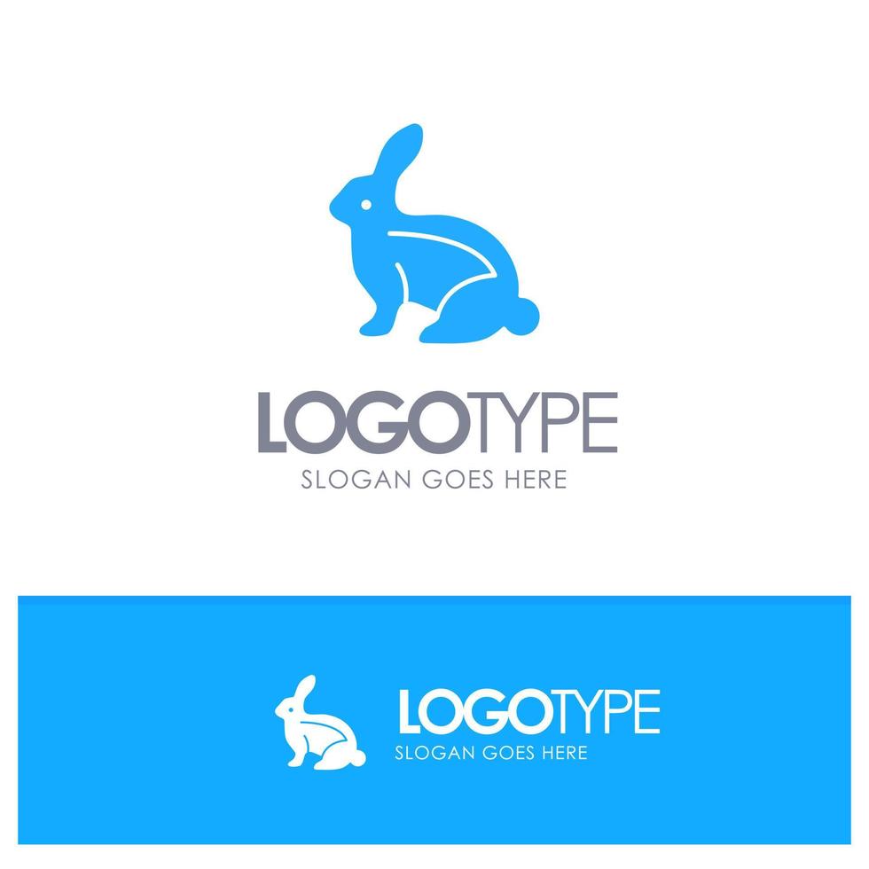 kanin påsk påsk kanin kanin blå fast logotyp med plats för Tagline vektor