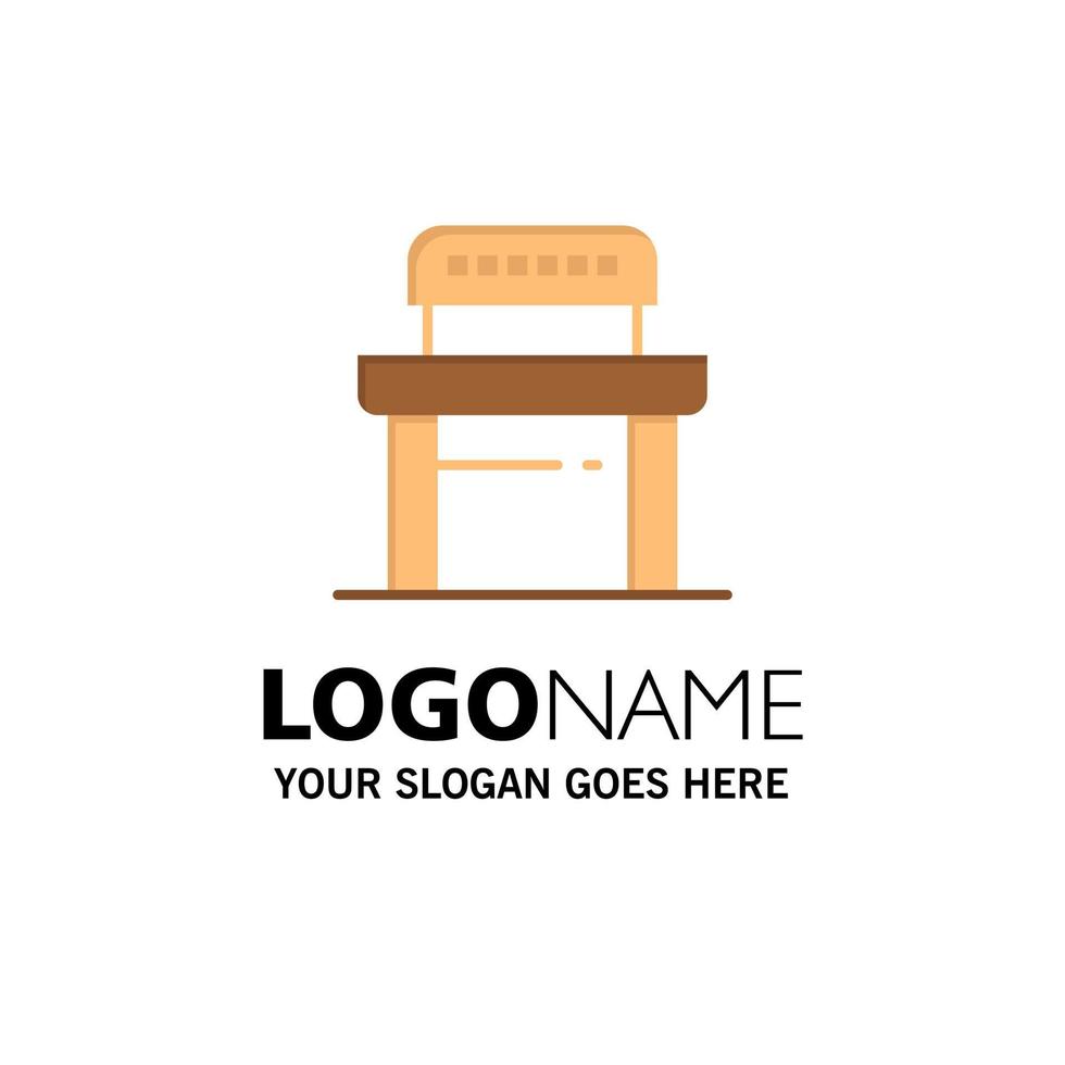 skrivbord studerande stol skola företag logotyp mall platt Färg vektor