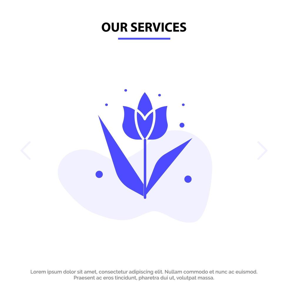 unsere dienstleistungen dekoration ostern blume pflanze solide glyphe symbol webkartenvorlage vektor