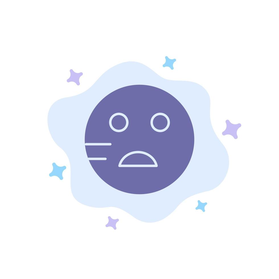 ledsen emojis skola blå ikon på abstrakt moln bakgrund vektor
