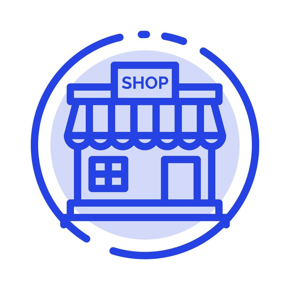 Shop Shop Online-Shop Markt blau gepunktete Linie Symbol Leitung vektor