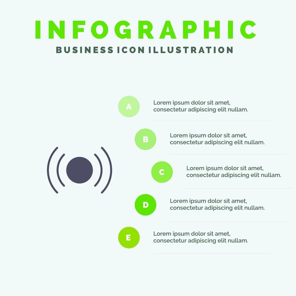 elementares wesentliches signal ui ux festes symbol infografiken 5 schritte präsentationshintergrund vektor