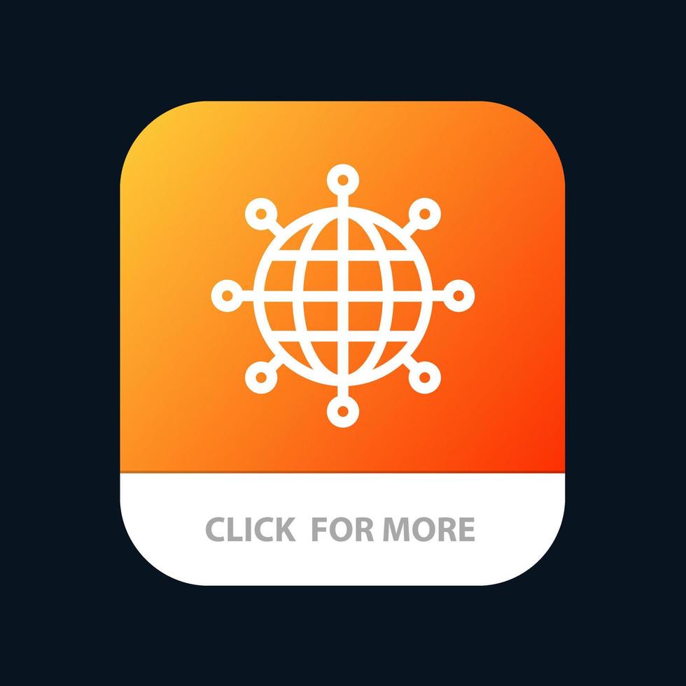 Business Connections Global Modern Mobile App Button Android- und iOS-Line-Version vektor