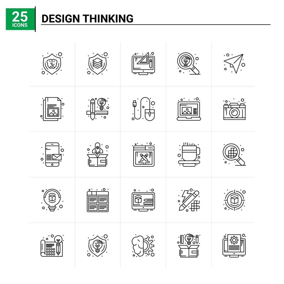 25 Design Thinking Icon Set Vektorhintergrund vektor