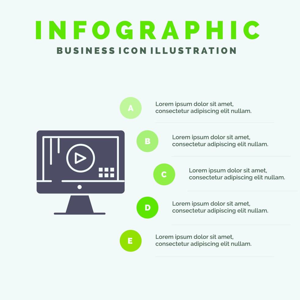 computermonitor musik abspielen infografiken präsentationsvorlage 5 schritte präsentation vektor